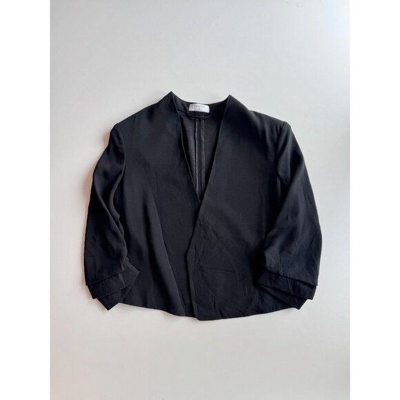 Aritzia BABATON Power Waist Black Crepe Open Cropped Blazer Jacket, Size 4 - Picture 5 of 15